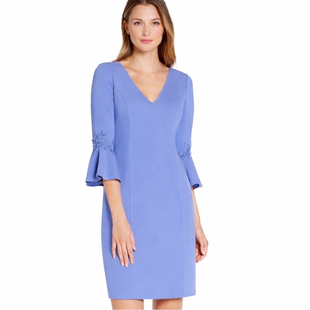 Adrianna Papell Dress Periwinkle Bell Sleeves 22W